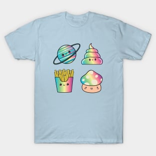 Cute Rainbow Planet Poop Fries Mushroom T-Shirt